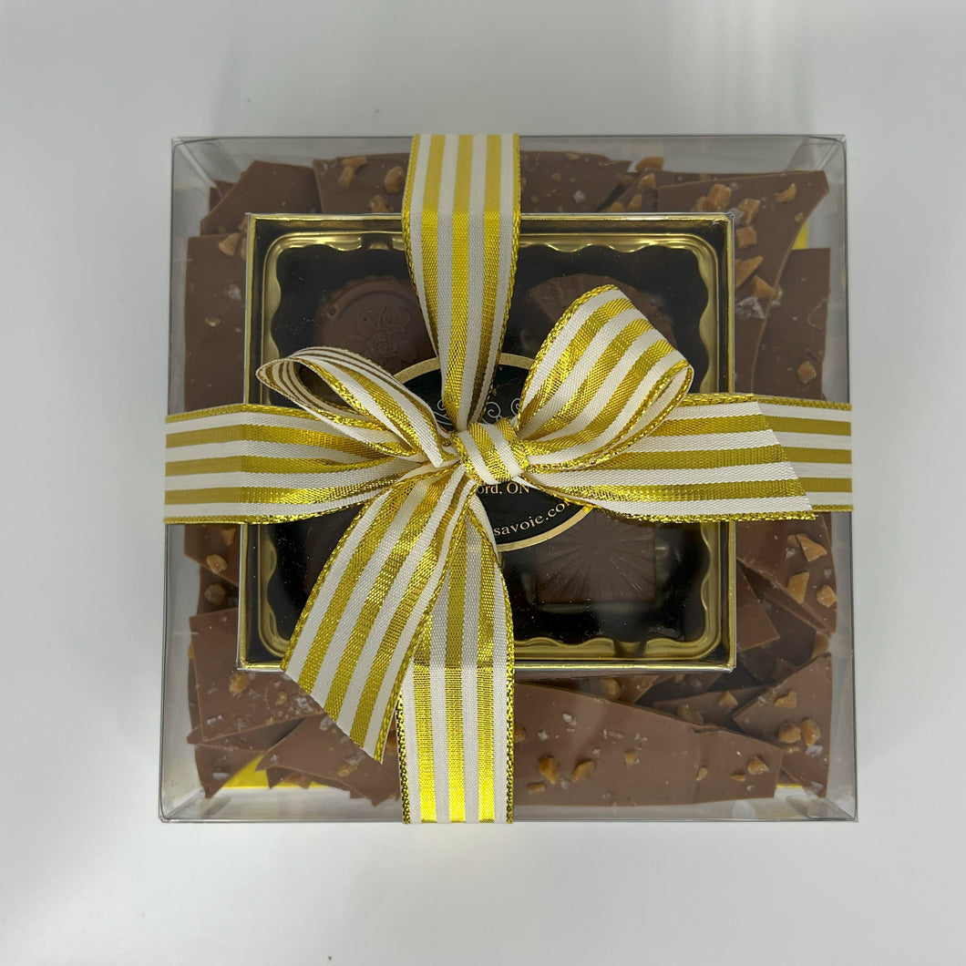 1370 - Gift Tower - Sea Salt Toffee Bark, 4 pc Assorted